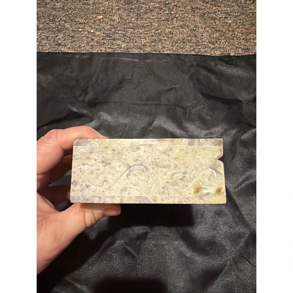 Vintage Hand Carved Marble Jewelry Box,White Stone Trinket Box, Onyx Trinket Box